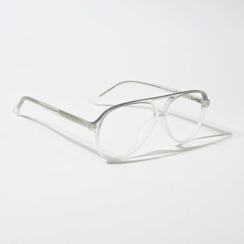 Eyejack Swift Matt Transparent & Grey Aviator Eyeglasses for Men & Women (MB23005CL161-C2)