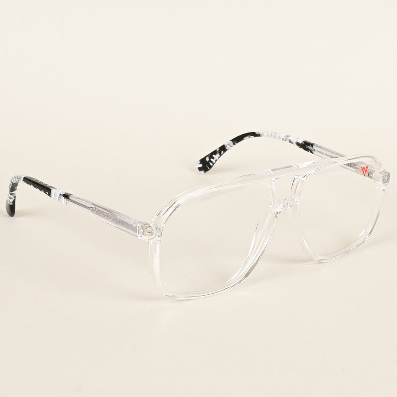 Voyage Maverick Transparent & Black Wayfarer Eyeglasses for Men & Women (V42006MG4802-C3)