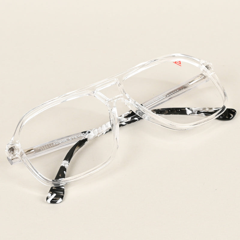 Voyage Maverick Transparent & Black Wayfarer Eyeglasses for Men & Women (V42006MG4802-C3)