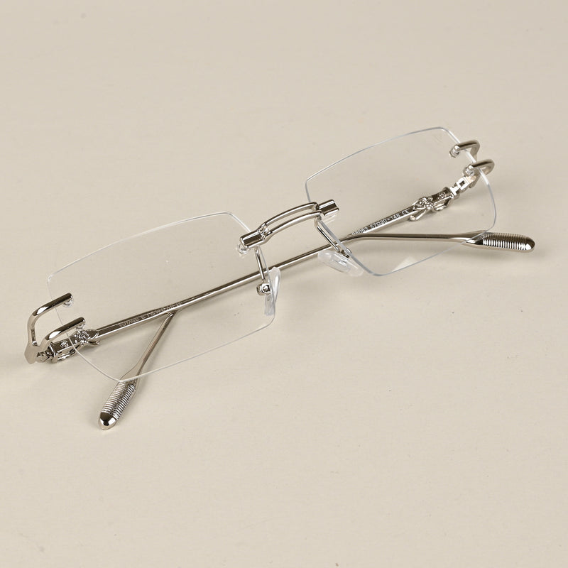 Voyage Rimless Rectangle Eyeglasses for Men & Women (98063MG5161-C2)