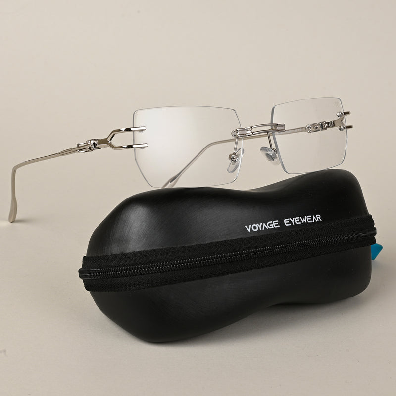 Voyage Rimless Rectangle Eyeglasses for Men & Women (98063MG5161-C2)