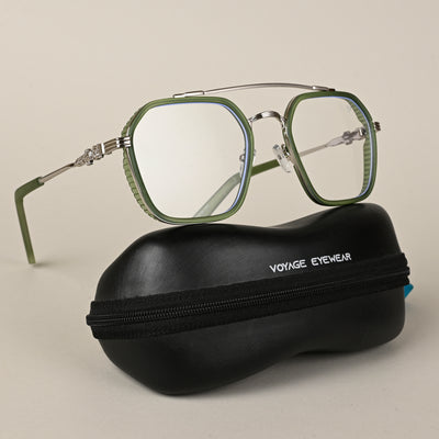 Voyage Green & Silver Wayfarer Eyeglasses for Men & Women (913MG5170-C5)