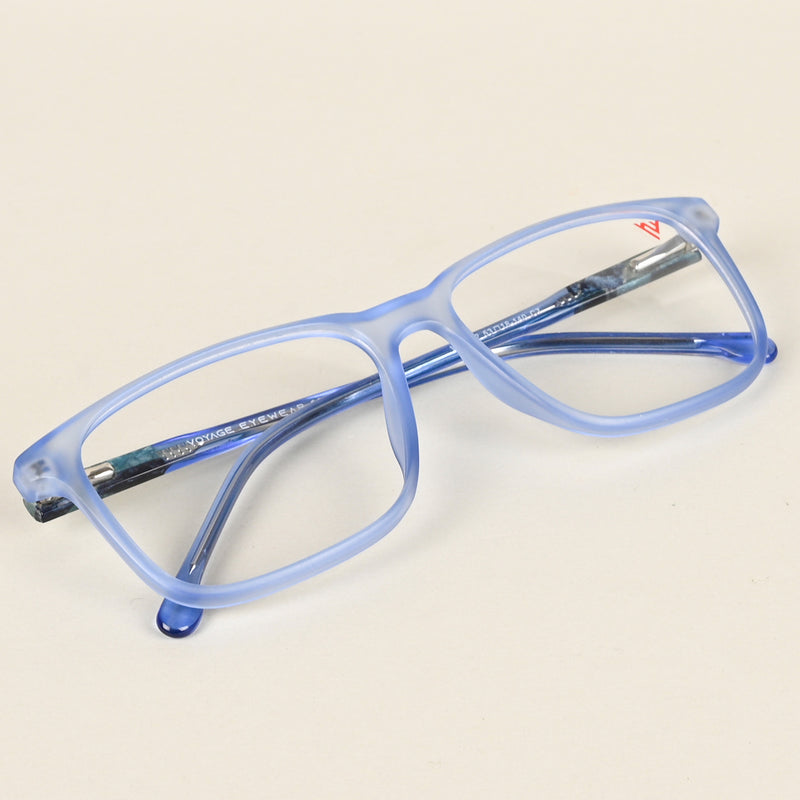 Voyage Transparent Blue Square Eyeglasses for Men & Women (V42002MG4776-C5)