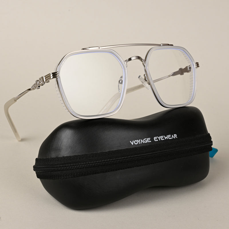 Voyage Transparent & Silver Wayfarer Eyeglasses for Men & Women (913MG5169-C4)