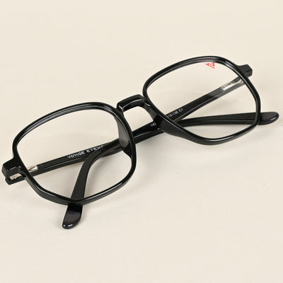 Voyage Shine Black Geometric Eyeglasses for Men & Women (V42005MG4793-C1)