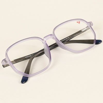 Voyage Transparent Purple Geometric Eyeglasses for Men & Women (V42005MG4798-C6)