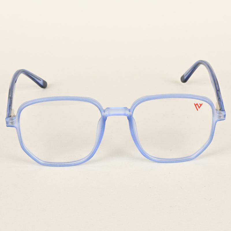 Voyage Transparent Blue Geometric Eyeglasses for Men & Women (V42005MG4797-C5)