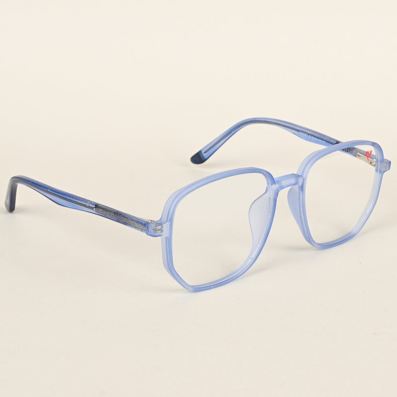 Voyage Transparent Blue Geometric Eyeglasses for Men & Women (V42005MG4797-C5)