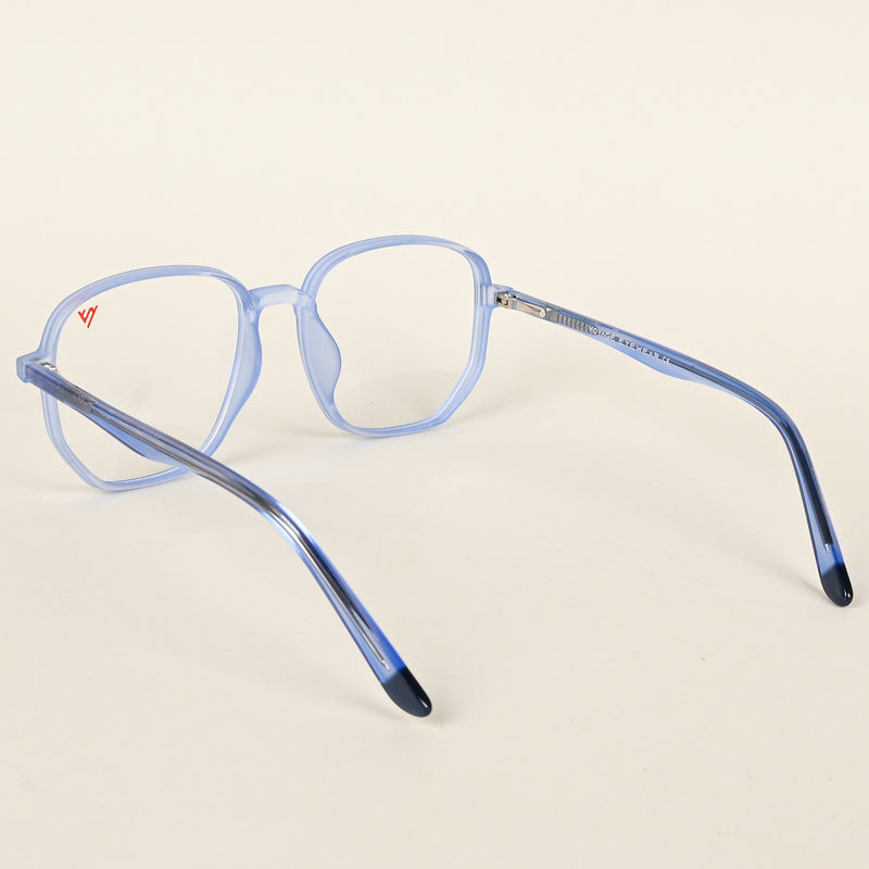Voyage Transparent Blue Geometric Eyeglasses for Men & Women (V42005MG4797-C5)