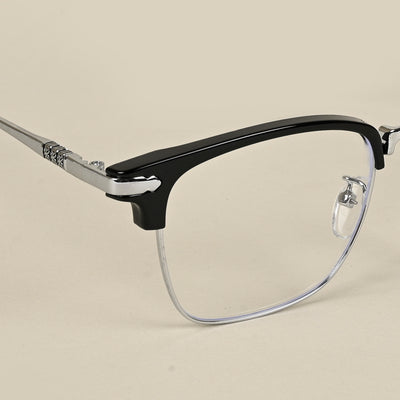 Voyage Silver & Black Square Eyeglasses for Men & Women (22001MG5085-C2)