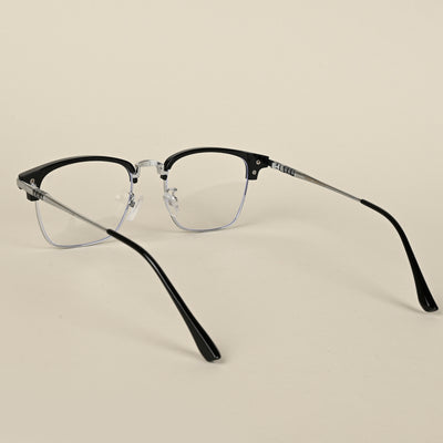 Voyage Silver & Black Square Eyeglasses for Men & Women (22001MG5085-C2)