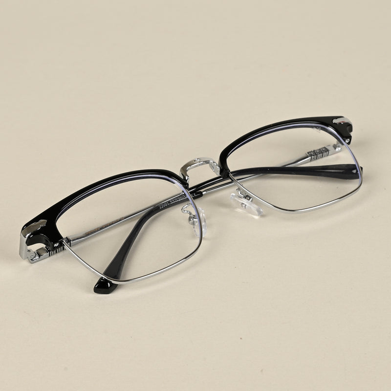 Voyage Silver & Black Square Eyeglasses for Men & Women (22001MG5085-C2)