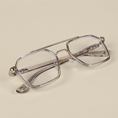 Voyage Silver & Transparent Grey Wayfarer Eyeglasses for Men & Women (9301MG5090-C3)