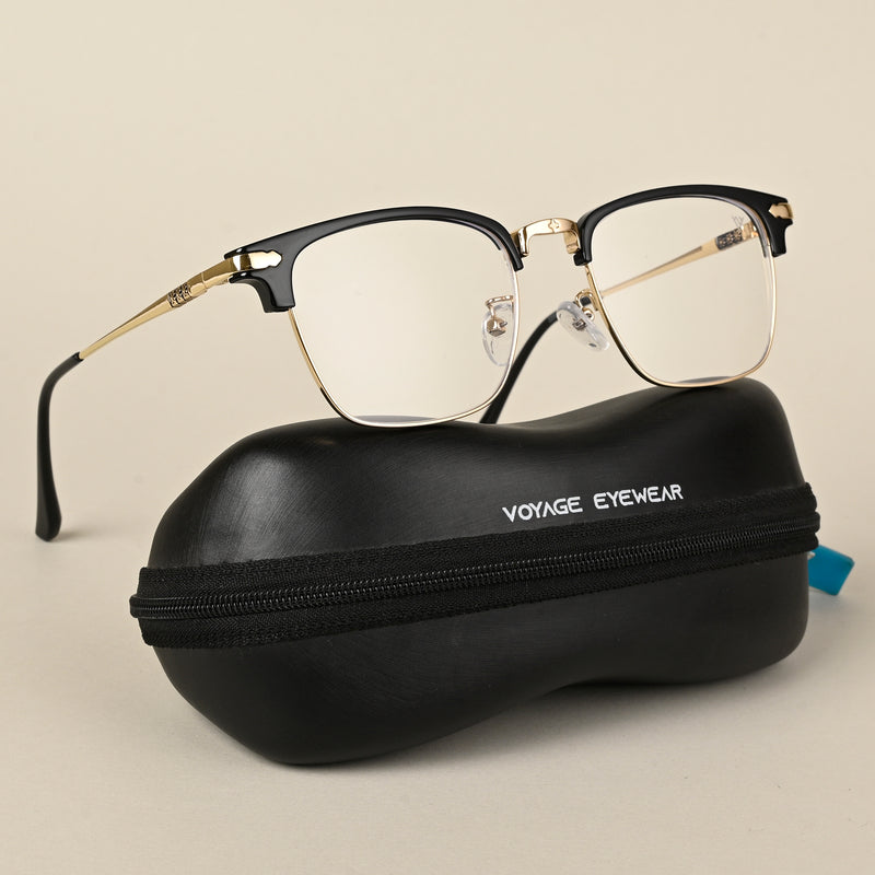 Voyage Golden & Black Square Eyeglasses for Men & Women (22001MG5084-C1)