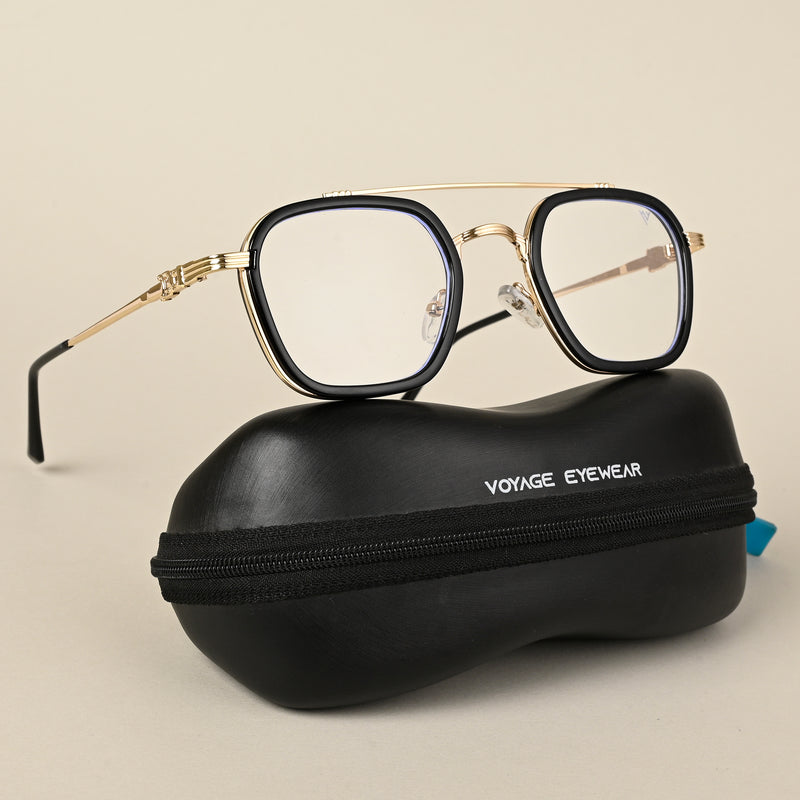 Voyage Golden & Black Wayfarer Eyeglasses for Men & Women (9300MG5086-C1)