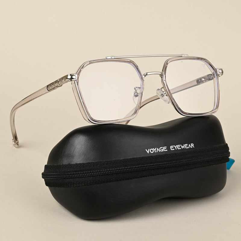 Voyage Silver & Transparent Grey Wayfarer Eyeglasses for Men & Women (9301MG5090-C3)