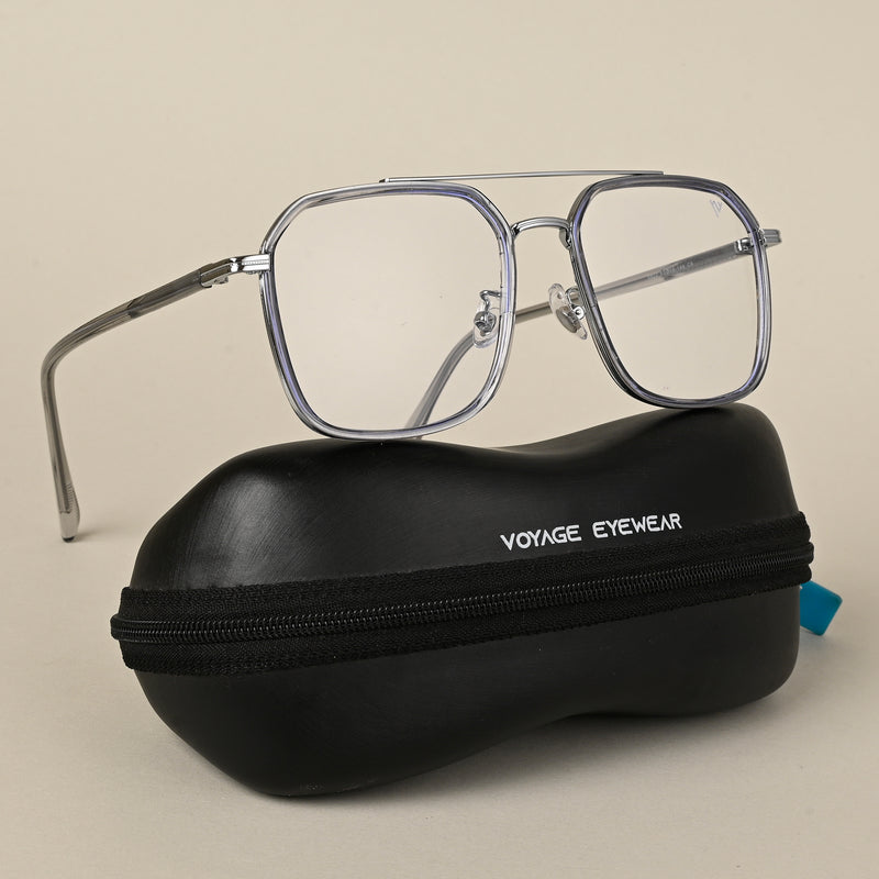 Voyage Maverick Grey & Silver Wayfarer Eyeglasses for Men & Women (9822MG5134-C3)