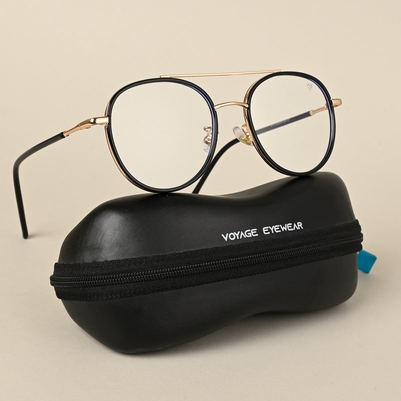 Voyage Black & Golden Wayfarer Eyeglasses for Men & Women (9714MG5129-C1)