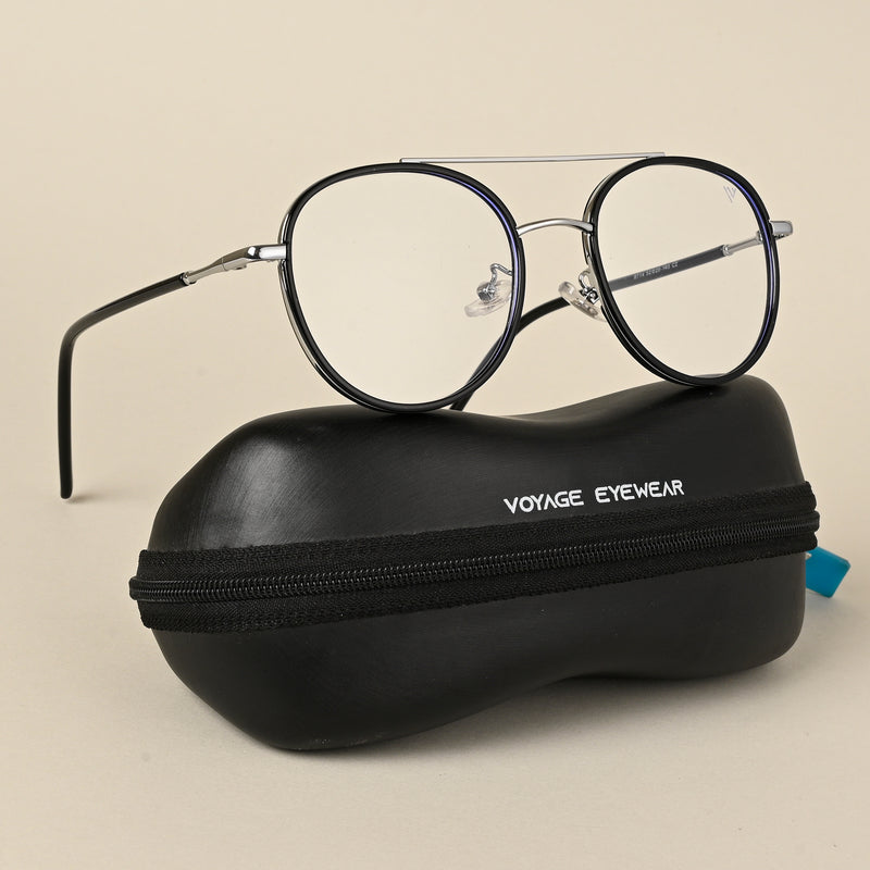 Voyage Black & Silver Wayfarer Eyeglasses for Men & Women (9714MG5130-C2)