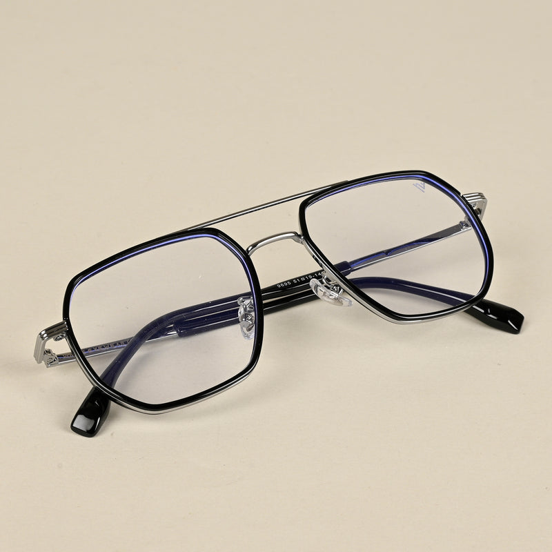 Voyage Black & Silver Wayfarer Eyeglasses for Men & Women (9695MG5125-C2)
