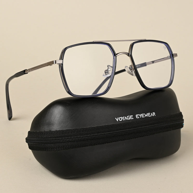 Voyage Blue & Silver Wayfarer Eyeglasses for Men & Women (9694MG5122-C4)