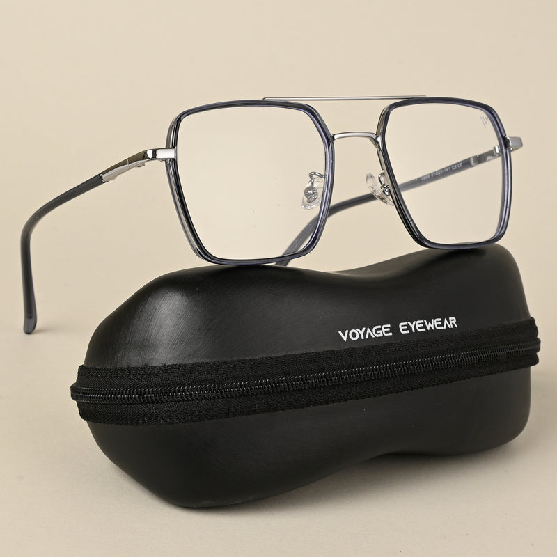 Voyage Maverick Blue & Silver Wayfarer Eyeglasses for Men & Women (9688MG5117-C5)