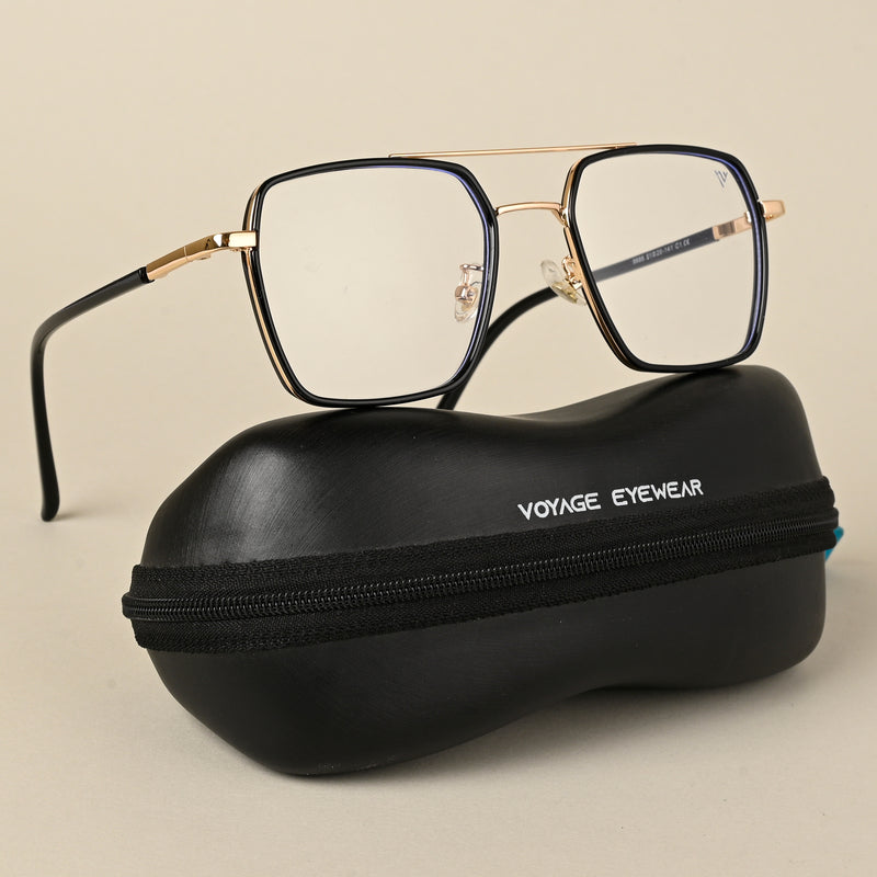 Voyage Maverick Black & Golden Wayfarer Eyeglasses for Men & Women (9688MG5113-C1)