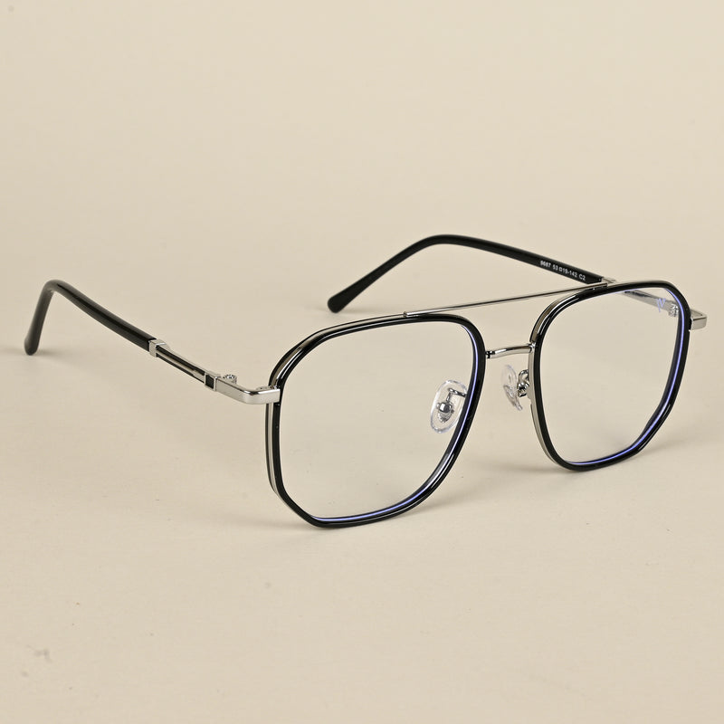 Voyage Maverick Silver & Black Wayfarer Eyeglasses for Men & Women (9687MG5109-C2)