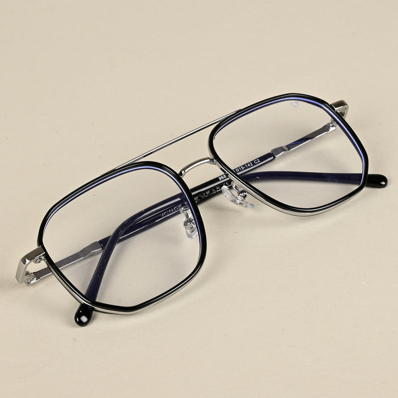 Voyage Maverick Silver & Black Wayfarer Eyeglasses for Men & Women (9687MG5109-C2)