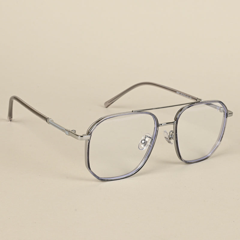 Voyage Maverick Silver & Transparent Wayfarer Eyeglasses for Men & Women (9687MG5110-C3)