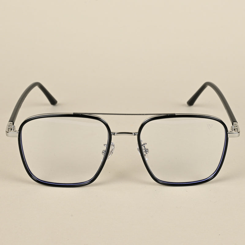 Voyage Maverick Silver & Black Wayfarer Eyeglasses for Men & Women (9686MG5106-C2)