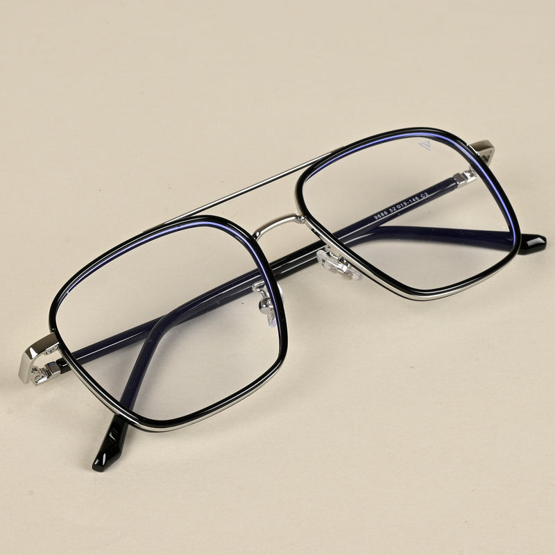 Voyage Maverick Silver & Black Wayfarer Eyeglasses for Men & Women (9686MG5106-C2)