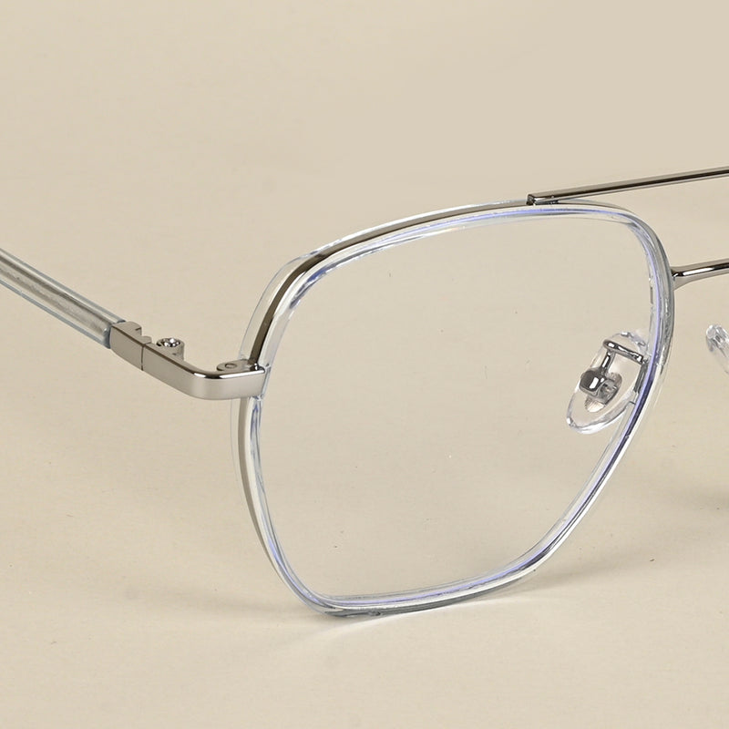 Voyage Maverick Silver & Transparent Wayfarer Eyeglasses for Men & Women (9684MG5104-C4)