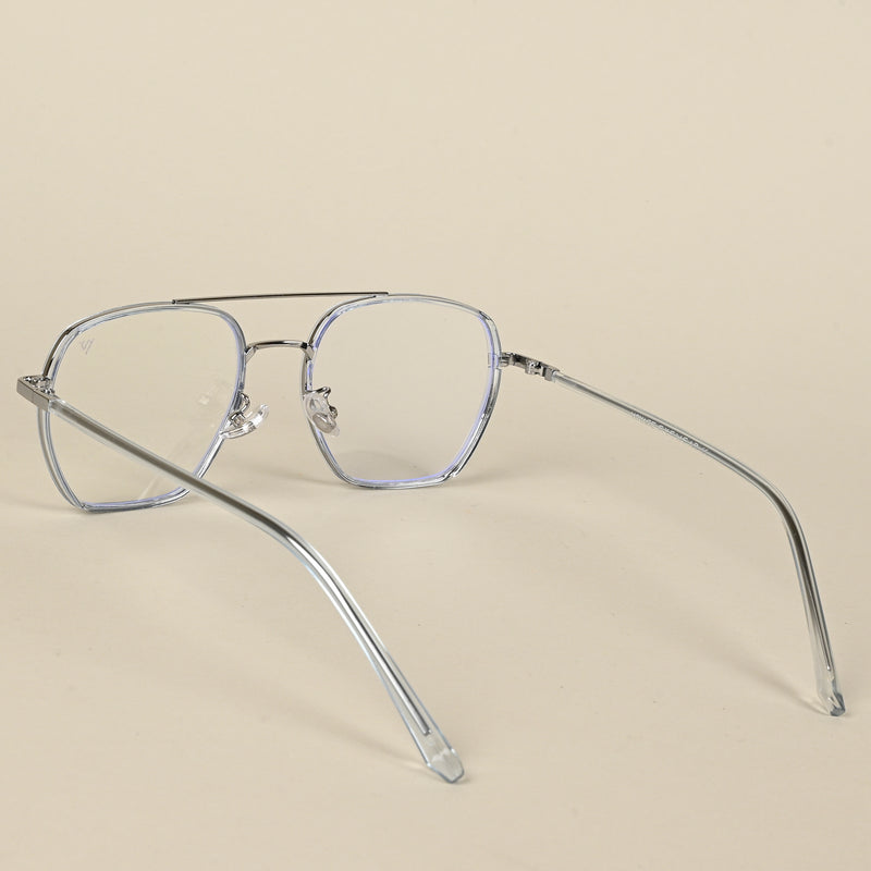 Voyage Maverick Silver & Transparent Wayfarer Eyeglasses for Men & Women (9684MG5104-C4)