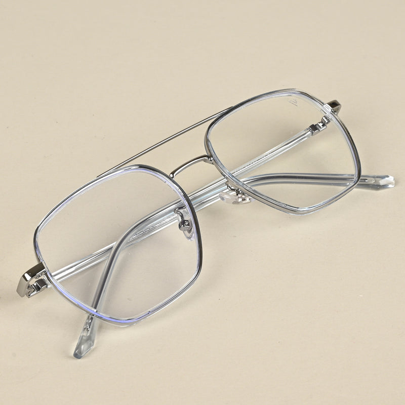 Voyage Maverick Silver & Transparent Wayfarer Eyeglasses for Men & Women (9684MG5104-C4)