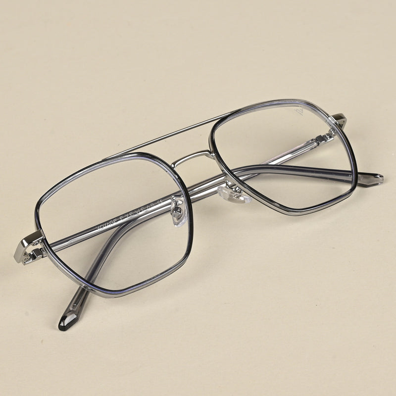 Voyage Maverick Silver & Transparent Grey Wayfarer Eyeglasses for Men & Women (9684MG5103-C3)