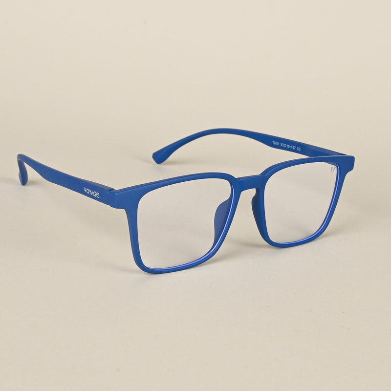 Voyage Air Royal Blue Square Eyeglasses for Men & Women (TR01MG4534-C9)