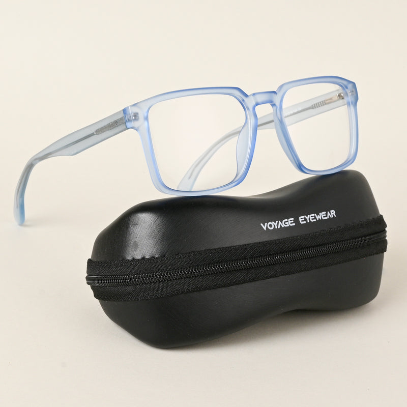 Voyage Transparent Blue Square Eyeglasses for Men & Women (VO8008MG4924-C4)