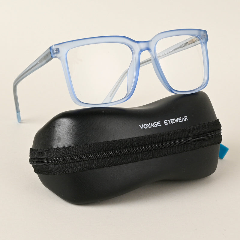 Voyage Transparent Blue Square Eyeglasses for Men & Women (VO8002MG4894-C4)