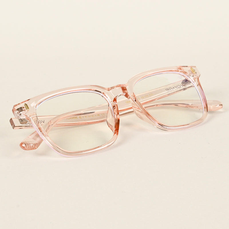 Voyage Air Transparent Pink Square Eyeglasses for Men & Women (TR86013MG4854-C5)