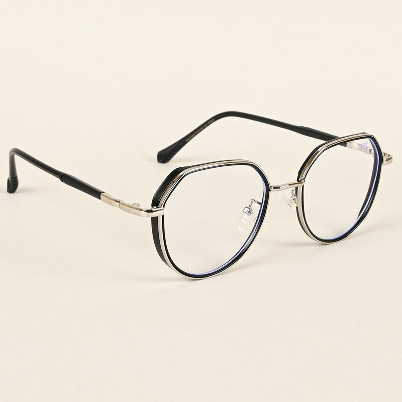 Voyage Silver & Black Square Eyeglasses for Men & Women (TR87305MG4855-C1)