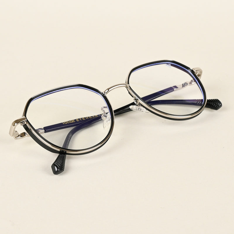Voyage Silver & Black Square Eyeglasses for Men & Women (TR87305MG4855-C1)