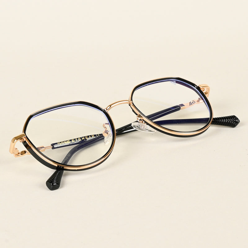 Voyage Golden & Black Square Eyeglasses for Men & Women (TR87305MG4856-C2)