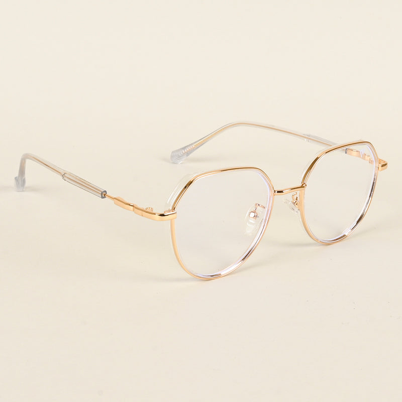 Voyage Golden & Transparent Square Eyeglasses for Men & Women (TR87305MG4857-C3)