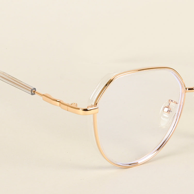 Voyage Golden & Transparent Square Eyeglasses for Men & Women (TR87305MG4857-C3)