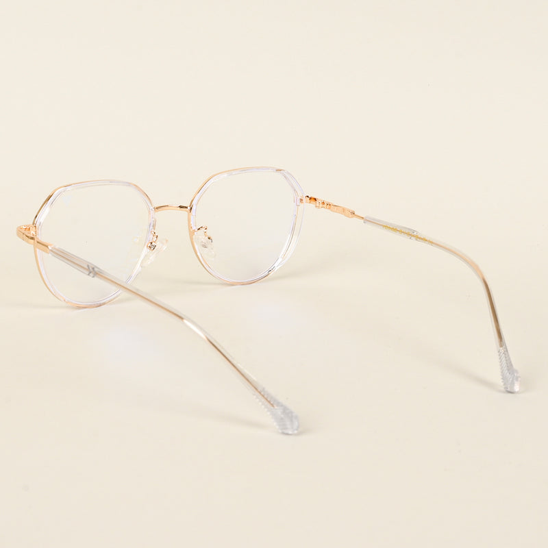 Voyage Golden & Transparent Square Eyeglasses for Men & Women (TR87305MG4857-C3)