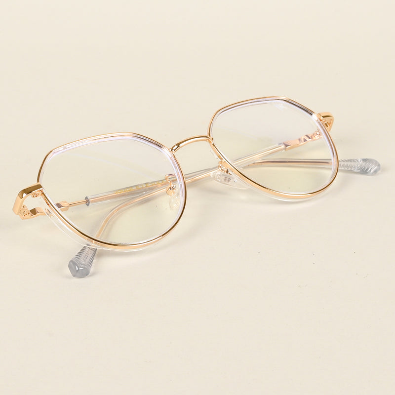 Voyage Golden & Transparent Square Eyeglasses for Men & Women (TR87305MG4857-C3)