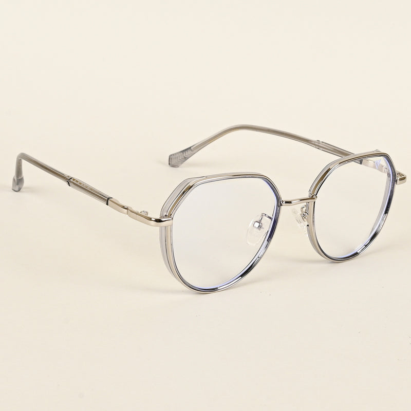 Voyage Silver & Grey Square Eyeglasses for Men & Women (TR87305MG4858-C4)