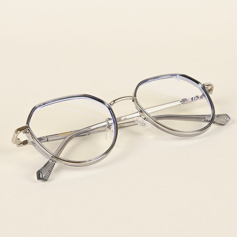 Voyage Silver & Grey Square Eyeglasses for Men & Women (TR87305MG4858-C4)