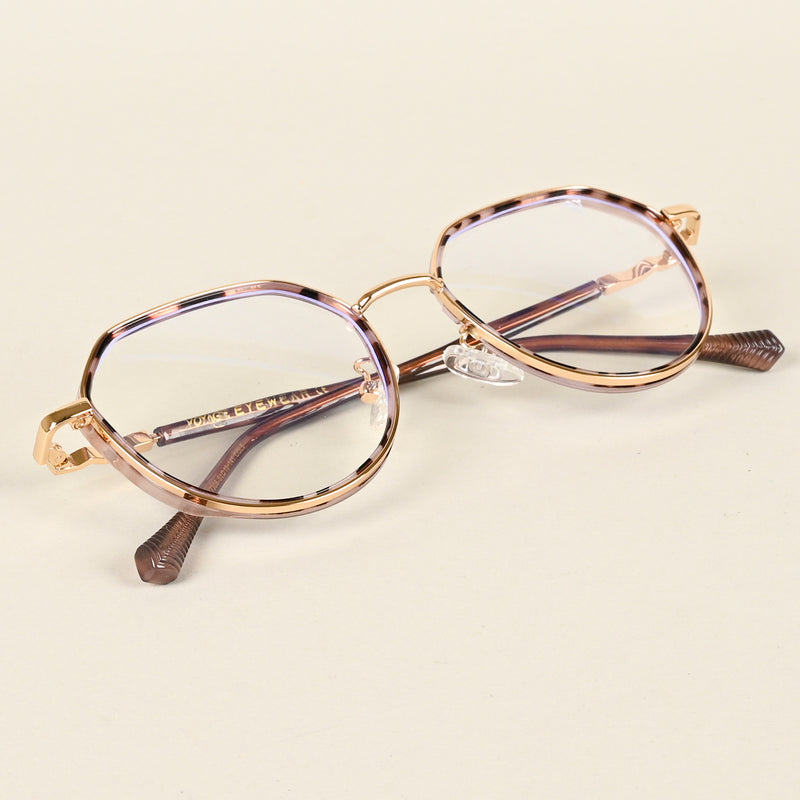 Voyage Golden & Demi Brown Square Eyeglasses for Men & Women (TR87305MG4859-C5)